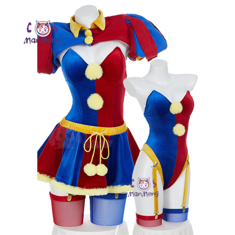 Anime Cosplay Jumpsuit - アニメアメージングジョーカーガールデジタルサーカスポムニコスプレ衣装ゲームサーカスジャンプスーツ帽子靴下コートハロウィン男性女性衣装