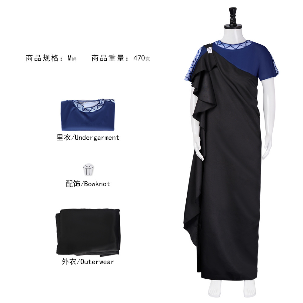 Anime Cosplay Couple - 漫画映画メガラハデスコスプレ衣装衣装男性女性ドレス黒 Tシャツローブカーニバルカップルロールプレイスーツ