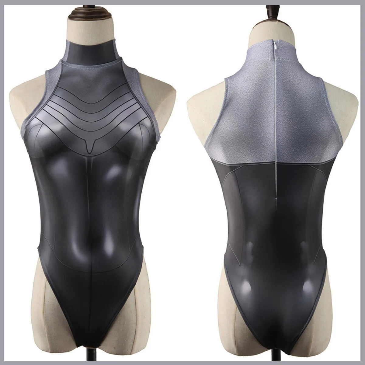 Anime Cosplay Jumpsuit - ロボットツインズコスプレ衣装女性用セクシーなタイトなジャンプスーツ夏水着ウィッグ付きアトミックハートディキースタイルビキニスーツ