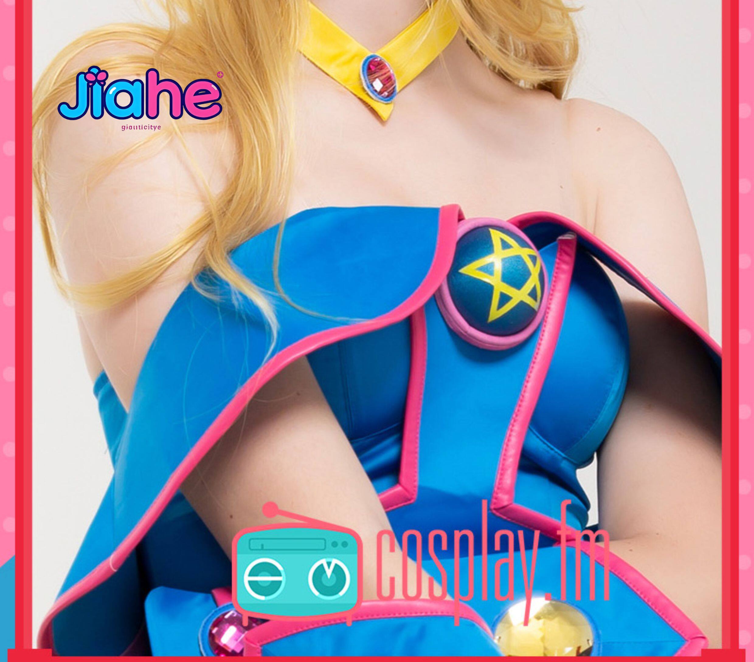 Anime Cosplay Jumpsuit - ダークマジシャンガールアニメ遊戯王コスプレ衣装帽子付き女性のセクシーなブルージャンプスーツウィッグネックレスハロウィンパーティー制服