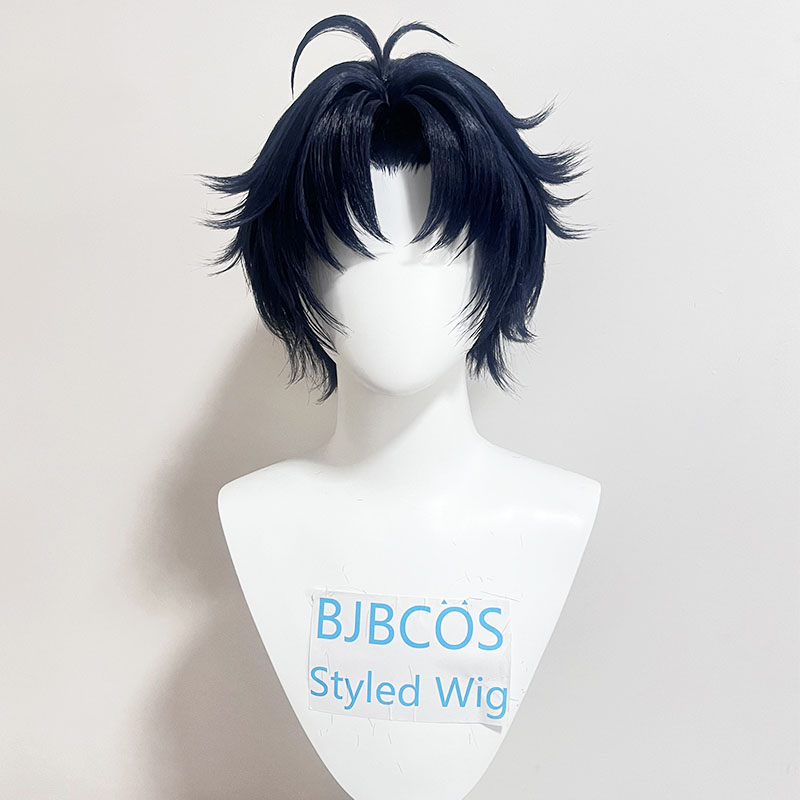 Anime Cosplay Blue Hair - 【スタイリング済みウィッグ】朝巴春馬 コスプレウィッグ ZZZ 30cm ショート ブラック