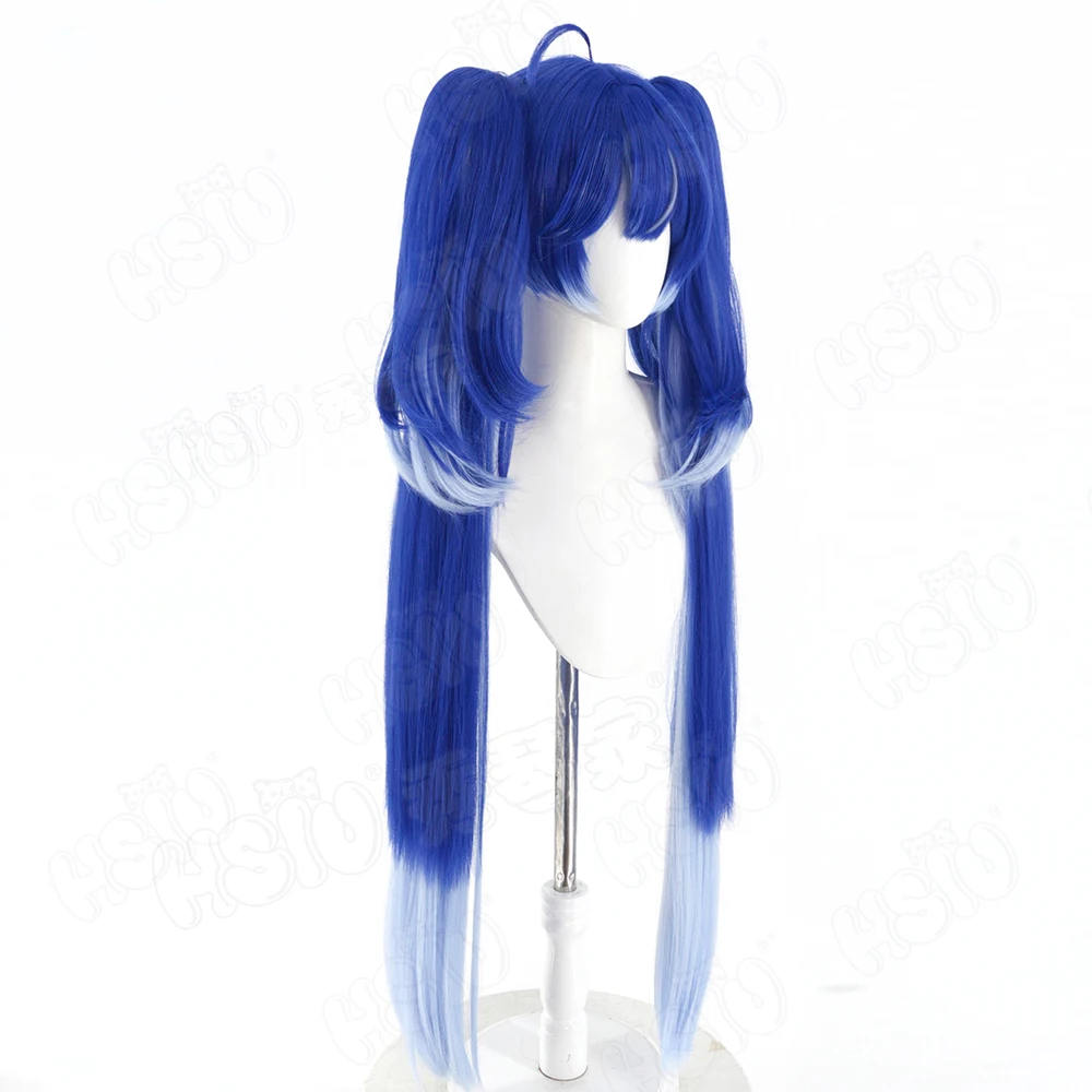 Anime Cosplay Blue Hair - ゲーム「Wuthering Waves」のイウノのコスプレ用ウィッグ。青と白のミックスカラー、長い髪、合成繊維製。ウィッグキャップ付き。パーティー、ハロウィーンに最適。2026年。