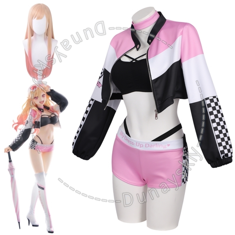 Kitagawa Anime Cosplay - マイ・ダーリン・イン・ザ・ハーフ・リトル・セカンド マリン・キタガワ コスプレ衣装 レーシングスーツ クロップドジャケット ショートパンツ