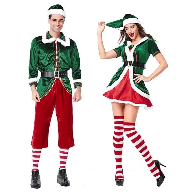 サンタクロースのコスプレ衣装クリスマスグリーンクリスマスエル - Anime Cosplay Couple のレビューと価格